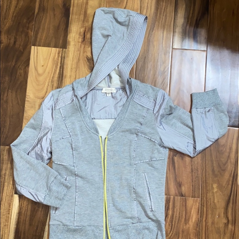 PH8 Grey Hooded Zipper Jacket sz S - Picture 2 of 6